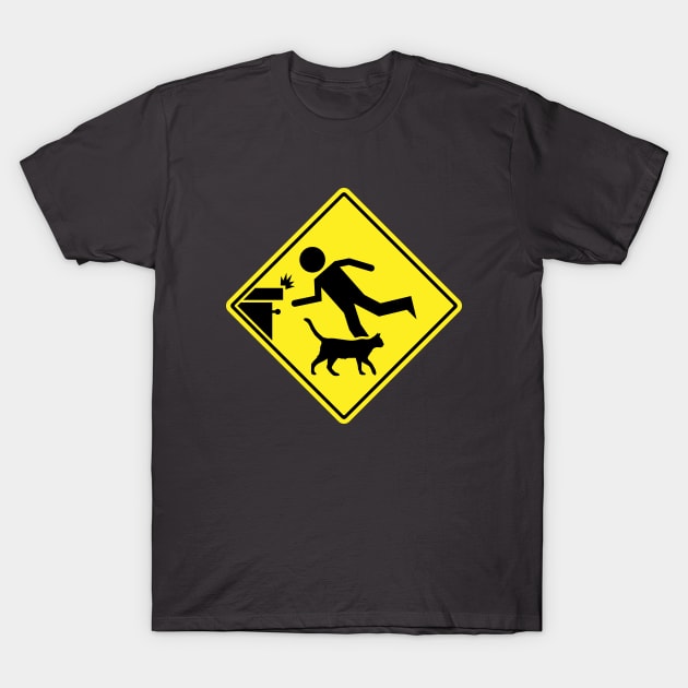 Caution: Cats Trip Humans T-Shirt by Runesilver
